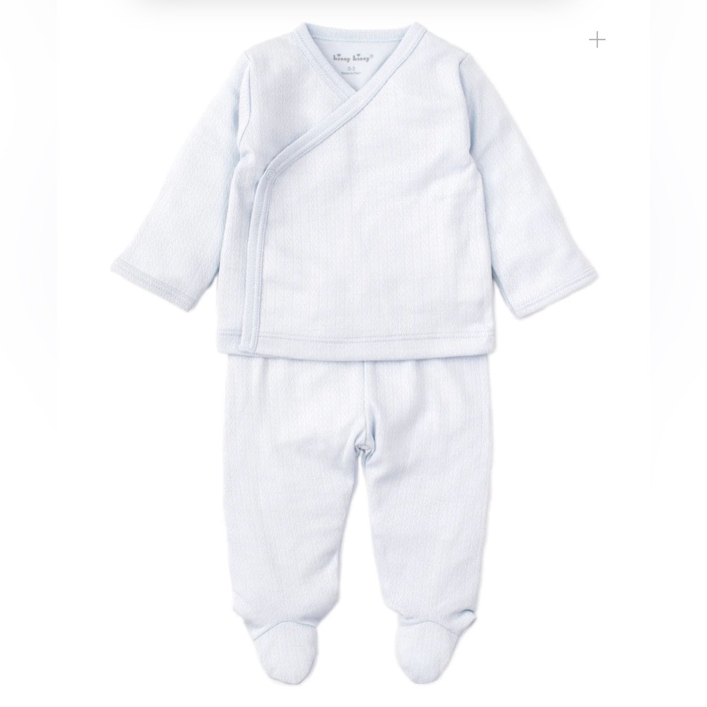 Kissy Pointelle Blue Cross Tee and Pant Set